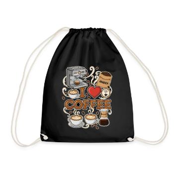 I Love Coffee Barista - Turnbeutel - Schwarz - Vorne