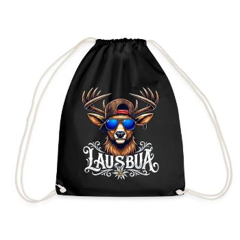 Kinder Trachtenshirt Herren Lausbua T-Shirt Tracht - Turnbeutel - Schwarz - Vorne