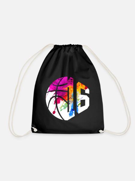 NR. 16 NUMMER 16 BASKETBALL 16. GEBURTSTAG - Turnbeutel - Schwarz
