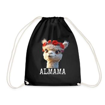Almama Sweet Alpaca Mom Mother's Day Llama Mom Mom - Drawstring Bag - black - Front