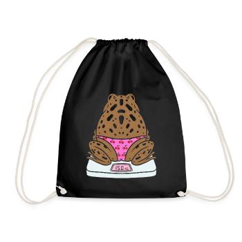 Frog on scales with cherries - Drawstring Bag - black - Front