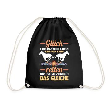 Reiten Pferdeliebhaber Reiterhof Pferde - Turnbeutel - Schwarz - Vorne