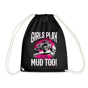 UTV Off Road Girl Woman 4 Wheeler Side by side - Drawstring Bag - black - Front