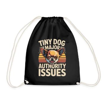 Small Dog, Big Ego | Chihuahua Saying - Drawstring Bag - black - Front
