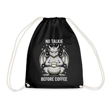 No Conversation Before Coffee Lover Dragon - Drawstring Bag - black - Front