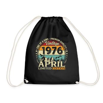 50th Birthday Gift Husband Original April 1976 - Drawstring Bag - black - Front