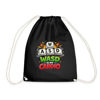 Funny Gaming Keyboard WASD My Cardio Gamer - Drawstring Bag - black - Front