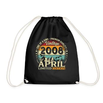 18th Birthday Gift Husband Original April 2008 - Drawstring Bag - black - Front