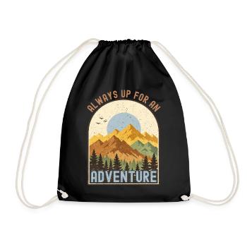 Camping Lagerfeuer Camper Outdoor Nature Berge - Turnbeutel - Schwarz - Vorne