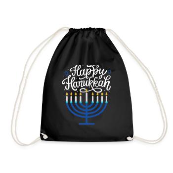 Happy Hanukkah Menorah  - Drawstring Bag - black - Front