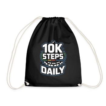 10k Steps Daily - Drawstring Bag - black - Front