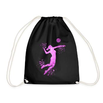 Volleyball Girls Volleyball Player Beach Volleyball - Drawstring Bag - black - Front