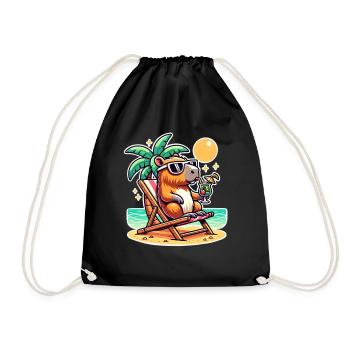 Capybara Holidays - Drawstring Bag - black - Front