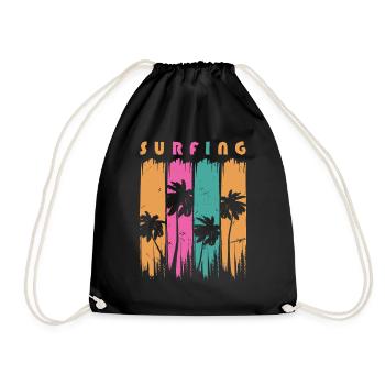 Surf Surfen Surfer - Turnbeutel - Schwarz - Vorne