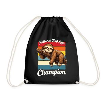 Nap Champion Sloth Shirt Funny Lazy Gift - Turnbeutel - Schwarz - Vorne