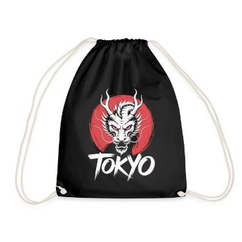 Tokyo Dragon Shirt Japan Samurai Style Streetwear - Drawstring Bag - black - Front