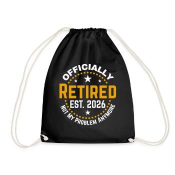 Funny Retired 2026 OFFICIALLY RETIRED 2026 - Drawstring Bag - black - Front