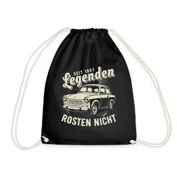 Trabi | Legenden Rosten Nicht | Oldtimer - Turnbeutel - Schwarz - Vorne