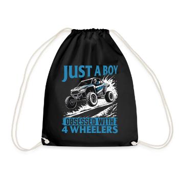 UTV Off Road Boy Men 4 Wheeler Side by side - Drawstring Bag - black - Front