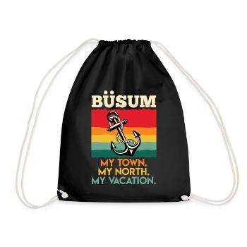 BÜSUM MEINE STADT MEIN NORDEN MEIN URLAUB Lustig - Turnbeutel - Schwarz - Vorne