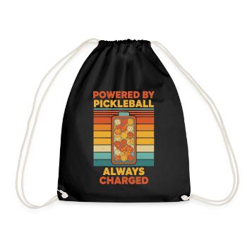 Pickleball Powered By Pickleball Always Charged - Drawstring Bag - black - Front