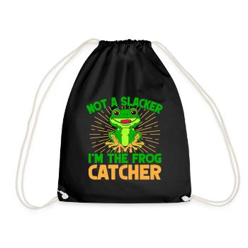 Frog Catcher Not A Slacker Frog - Drawstring Bag - black - Front