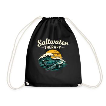 Saltwater Therapy Turtle Shirt Ocean Vibes - Turnbeutel - Schwarz - Vorne