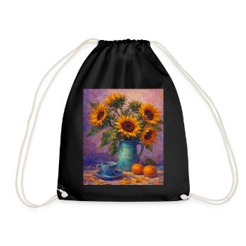 Yellow Sunflowers Flowers Sunflower Graphics - Drawstring Bag - black - Front