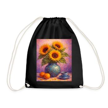 Yellow Sunflowers Flowers Sunflower Graphics - Drawstring Bag - black - Front