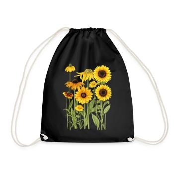 Yellow Sunflowers Flowers Sunflower Graphics - Drawstring Bag - black - Front