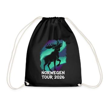 Norwegen Tour 2026 Elch - Turnbeutel - Schwarz - Vorne