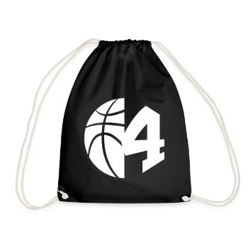 NR. 4 BASKETBALL NUMMER 4 BASKETBALL 4. GEBURTSTAG - Turnbeutel - Schwarz - Vorne