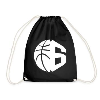 NR. 6 BASKETBALL NUMMER 6 BASKETBALL 6. GEBURTSTAG - Turnbeutel - Schwarz - Vorne