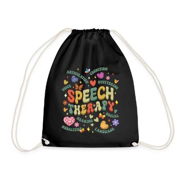 Sprachtherapie Groovy SLP Therapeut Retro Vintage - Turnbeutel - Schwarz - Vorne