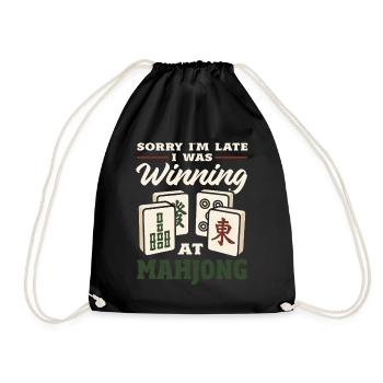 It's Mahjong Time - Drawstring Bag - black - Front