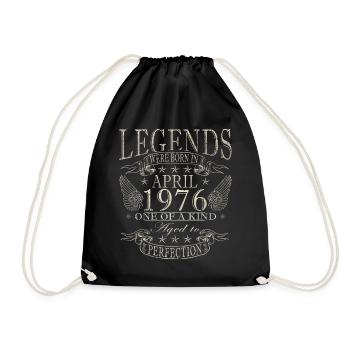 April 1976 Retro April 1976 Birthday Gift - Drawstring Bag - black - Front