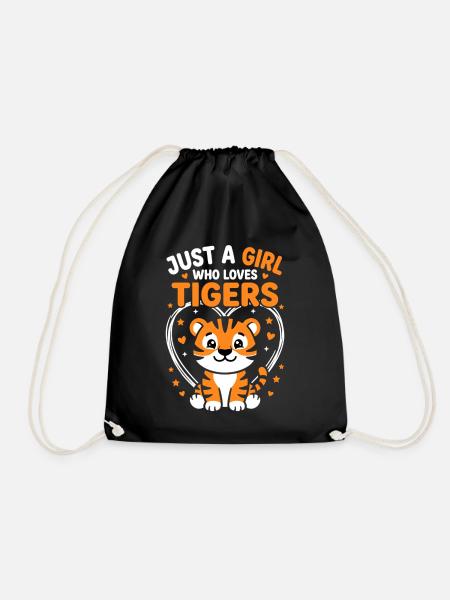 Süßes Tiger Design mit Herzen und Sternen - Turnbeutel - Schwarz
