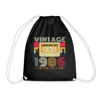 1986 Vintage Retro Geburtstagsgeschenk - Turnbeutel - Schwarz - Vorne