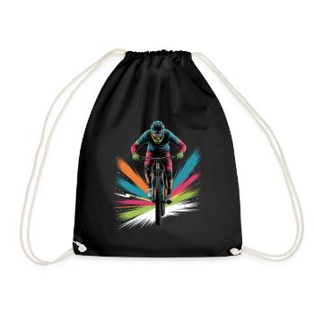 MTB farbiges Mountainbike Design für Jungen - Turnbeutel - Schwarz - Vorne