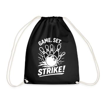 Game Set Strike Bowling Champion Sport Look - Drawstring Bag - black - Front