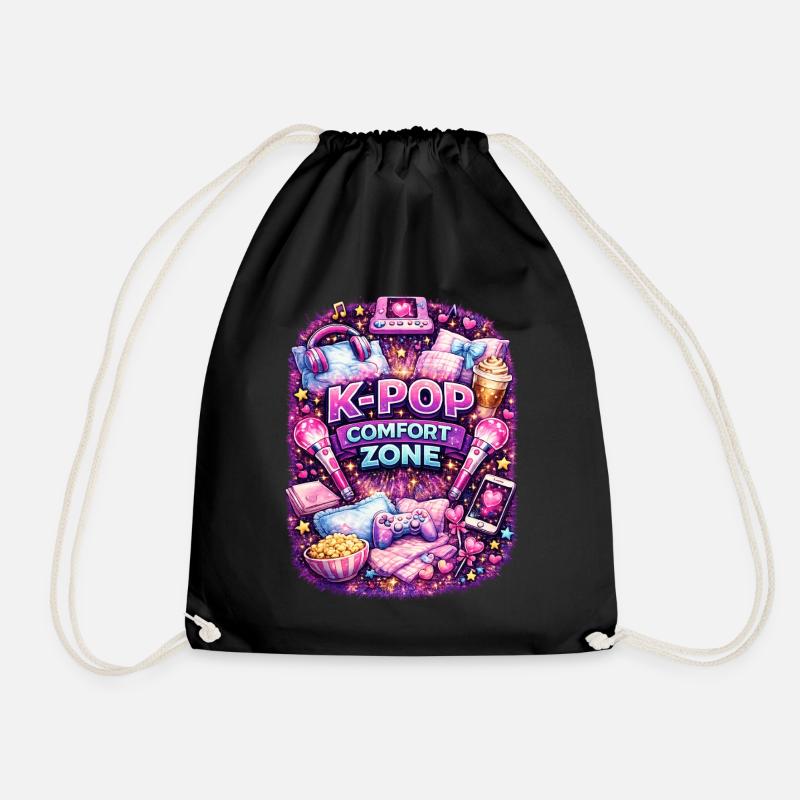 K Pop Comfort Zone - Drawstring Bag - black