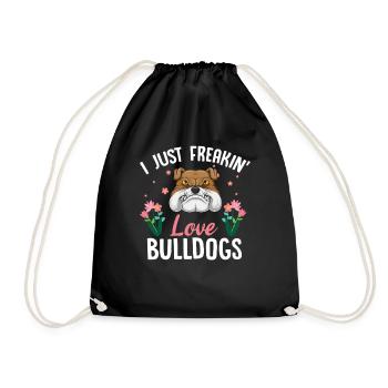 I Just Freakin' Love Bulldogs Graphic - Drawstring Bag - black - Front