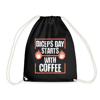 Biceps Bicep Training Bodybuilder Gym - Drawstring Bag - black - Front