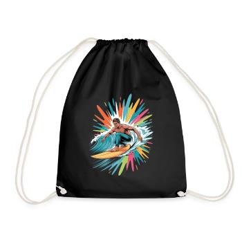 Colorful Surfer Watercolors Splashes Graffiti - Drawstring Bag - black - Front
