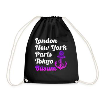 Büsumer LONDON NEW YORK PARIS TOKYO BÜSUM - Turnbeutel - Schwarz - Vorne