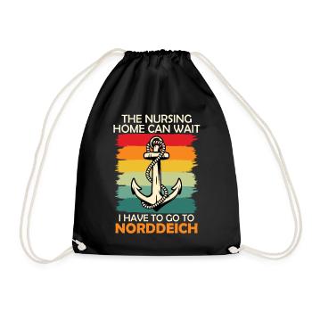Opa ALTERSHEIM KANN WARTEN ICH FAHR NACH NORDDEICH - Turnbeutel - Schwarz - Vorne