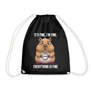 Its Fine Im Fine Coffee Capybara Humor - Drawstring Bag - black - Front