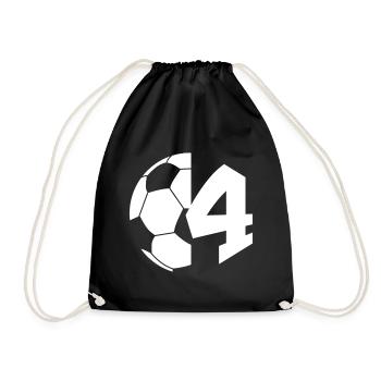 NR. 4 FUßBALLER NUMMER 4 FUßBALL 4. GEBURTSTAG - Turnbeutel - Schwarz - Vorne