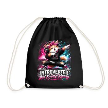 Introverted But K Pop Ready - Drawstring Bag - black - Front