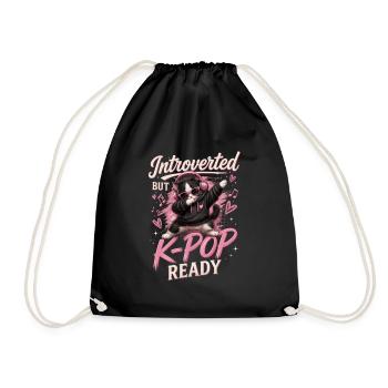 Introverted But K Pop Ready - Drawstring Bag - black - Front